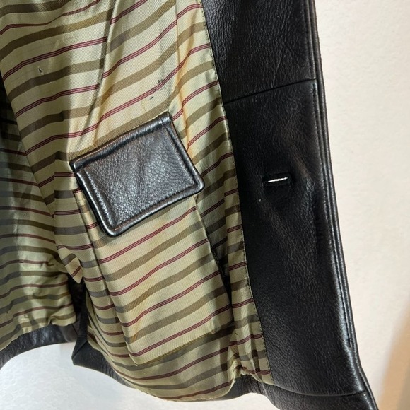 Black Leather Jacket Coat Large - Picture 7 of 12